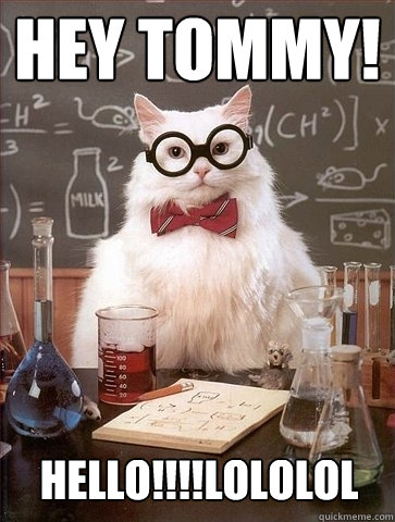 HEY TOMMY! HELLO!!!!LOLOLOL - HEY TOMMY! HELLO!!!!LOLOLOL  Chemistry Cat