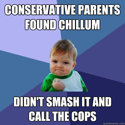 conservative Parents found chillum  didn't smash it and call the cops  Success Kid