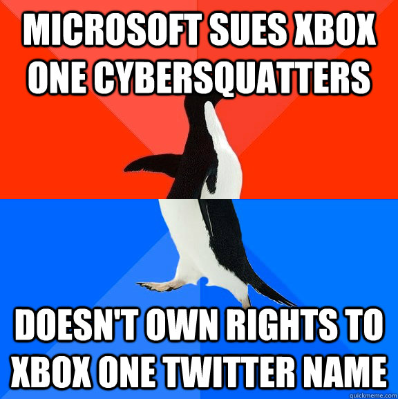 Microsoft Sues Xbox One Cybersquatters Doesn't own rights to Xbox One Twitter name  Socially Awesome Awkward Penguin