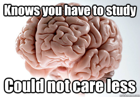 Knows you have to study Could not care less  Scumbag Brain