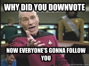 why did you downvote  now everyone's gonna follow you  Annoyed Picard