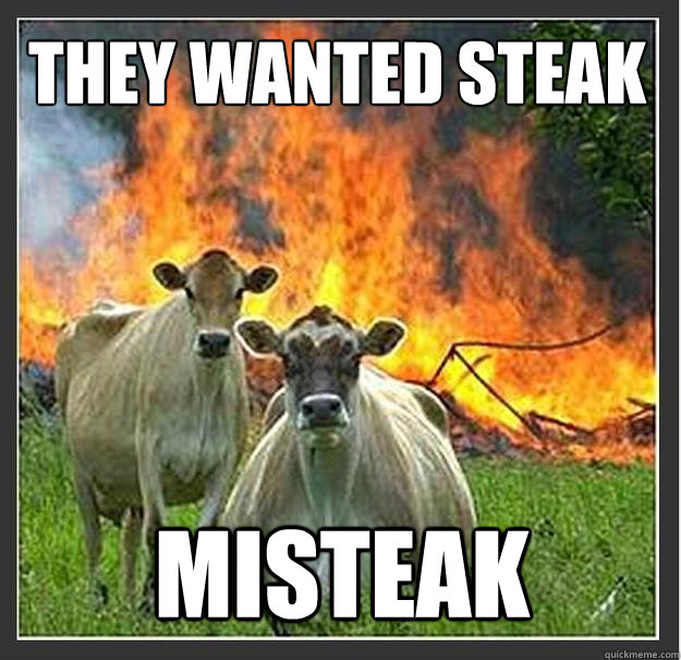 They wanted steak Misteak  Evil cows