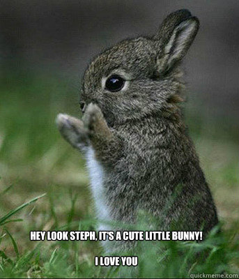 Hey look Steph, it's a cute little bunny!

I LOVE YOU - Hey look Steph, it's a cute little bunny!

I LOVE YOU  Cute bunny