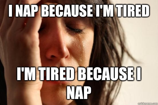 I nap because I'm tired I'm tired because I nap  First World Problems