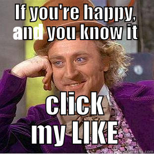 IF YOU'RE HAPPY, AND YOU KNOW IT CLICK MY LIKE Condescending Wonka