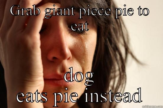 GRAB GIANT PIECE PIE TO EAT DOG EATS PIE INSTEAD First World Problems