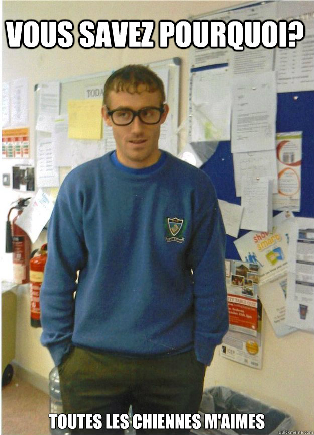 vous savez pourquoi? toutes les chiennes m'aimes  