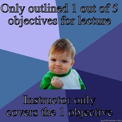 ONLY OUTLINED 1 OUT OF 5 OBJECTIVES FOR LECTURE INSTRUCTOR ONLY COVERS THE 1 OBJECTIVE Success Kid