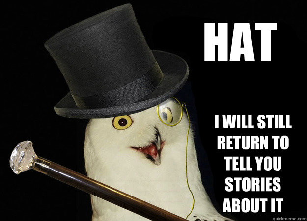 hat i will still return to tell you stories about it - hat i will still return to tell you stories about it  Owl Clever Ruse Old Bean