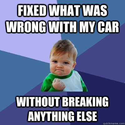 Fixed what was wrong with my car without breaking anything else  Success Kid