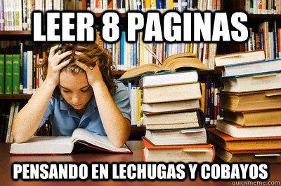 leer 8 paginas pensando en lechugas y cobayos  Stressed out student