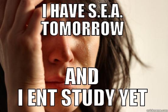 I HAVE S.E.A. TOMORROW AND I ENT STUDY YET First World Problems