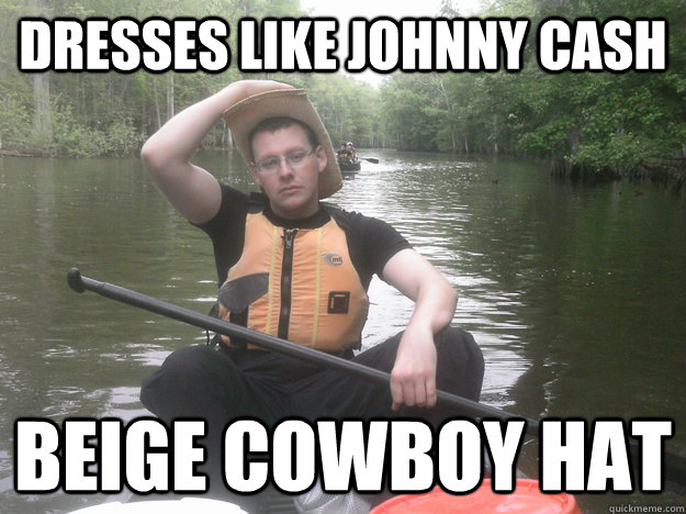 Dresses like Johnny cash beige cowboy hat  