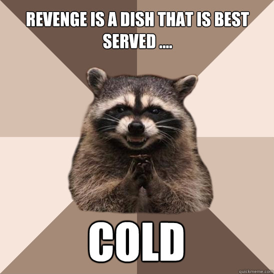 revenge is a dish that is best served .... cold - revenge is a dish that is best served .... cold  Evil Plotting Raccoon