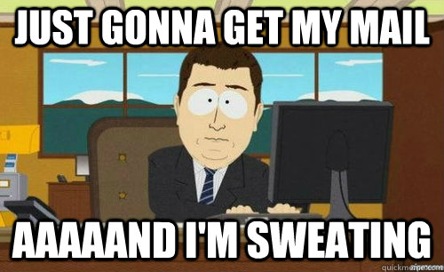 JUST GONNA GET MY MAIL AAAAAND I'M SWEATING  anditsgone