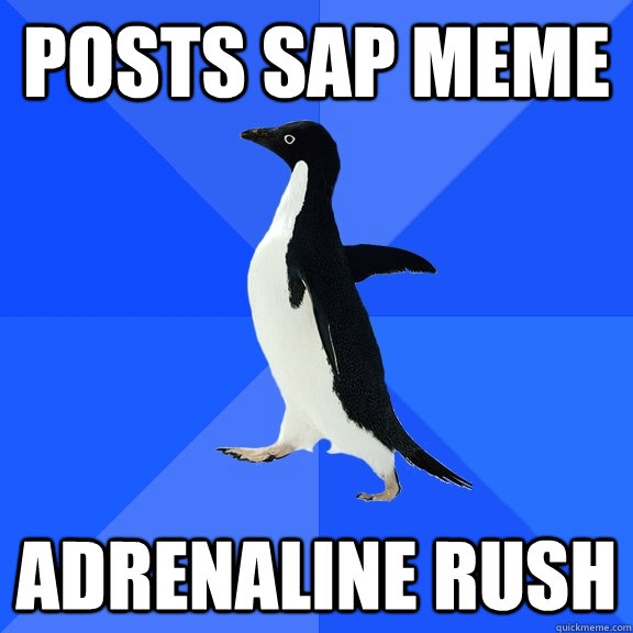 Posts SAP MEME Adrenaline Rush  Socially Awkward Penguin