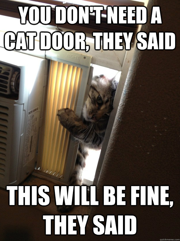 You don't need a cat door, they said this will be fine, they said  