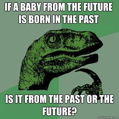 If a baby from the future is born in the past Is it from the past or the future?  Philosorapter