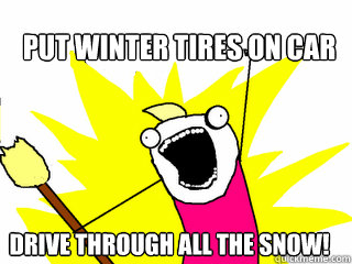 Put winter tires on car Drive through all the snow!  All The Things