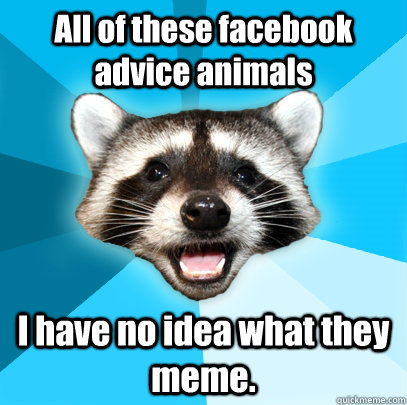 All of these facebook advice animals I have no idea what they meme.  Lame Pun Coon