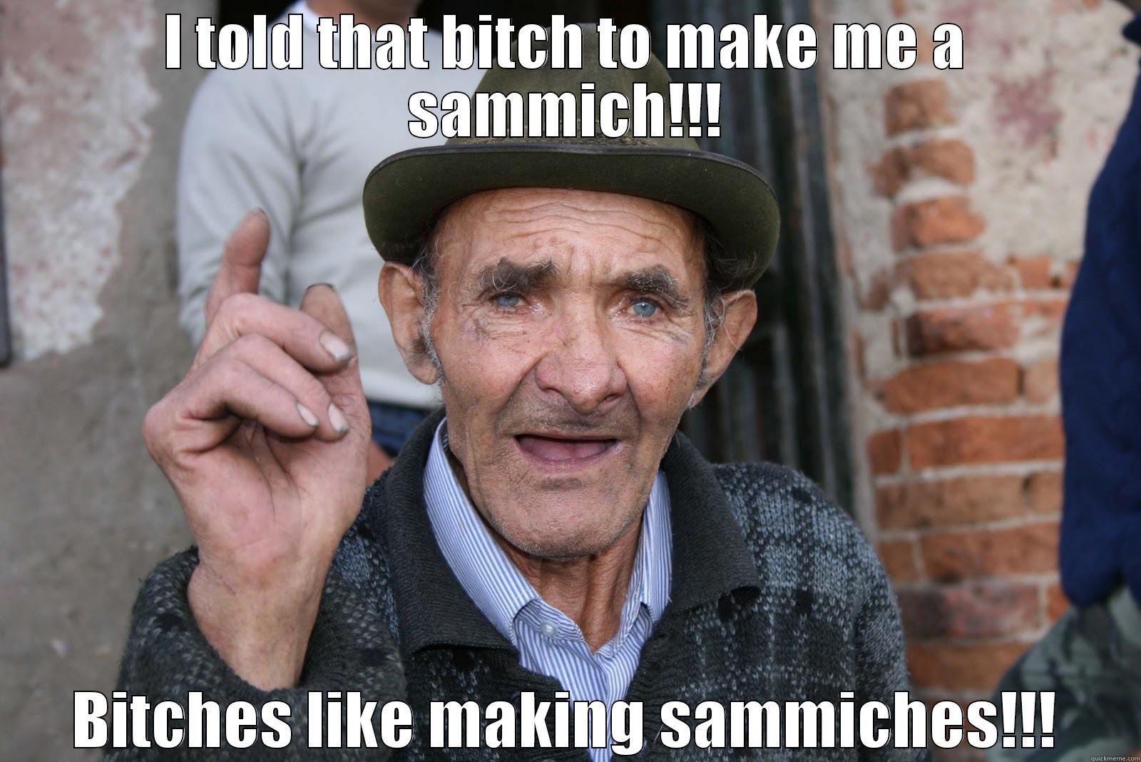 I TOLD THAT BITCH TO MAKE ME A SAMMICH!!! BITCHES LIKE MAKING SAMMICHES!!! Misc