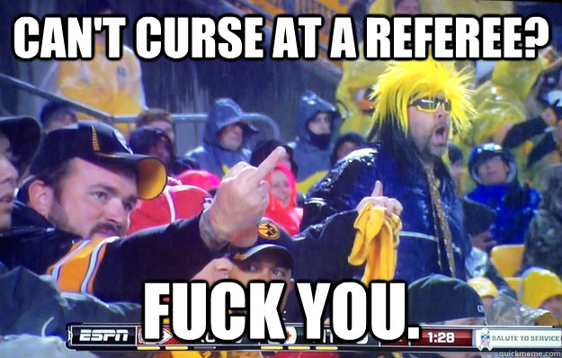 CAN'T CURSE AT A REFEREE? FUCK YOU. - CAN'T CURSE AT A REFEREE? FUCK YOU.  Angry Steelers Fan