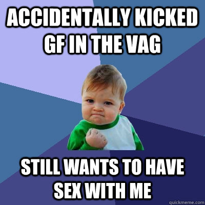 accidentally kicked gf in the vag still wants to have sex with me  Success Kid