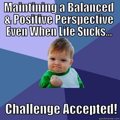 MAINTINING A BALANCED & POSITIVE PERSPECTIVE EVEN WHEN LIFE SUCKS...    CHALLENGE ACCEPTED! Success Kid