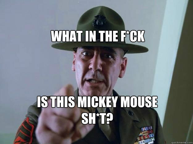 WHAT IN THE F*CK IS THIS MICKEY MOUSE SH*T?  Gunnery Sergeant Hartman