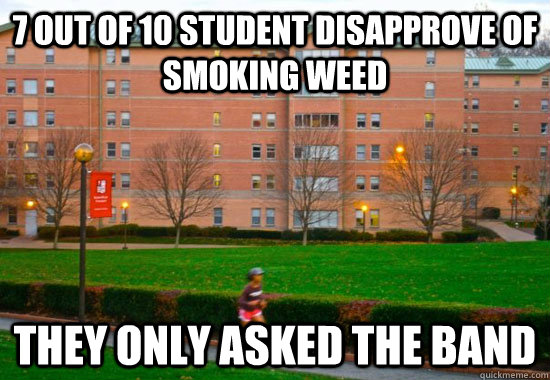 7 out of 10 student disapprove of smoking weed they only asked the band  - 7 out of 10 student disapprove of smoking weed they only asked the band   Faggot Sacred Heart