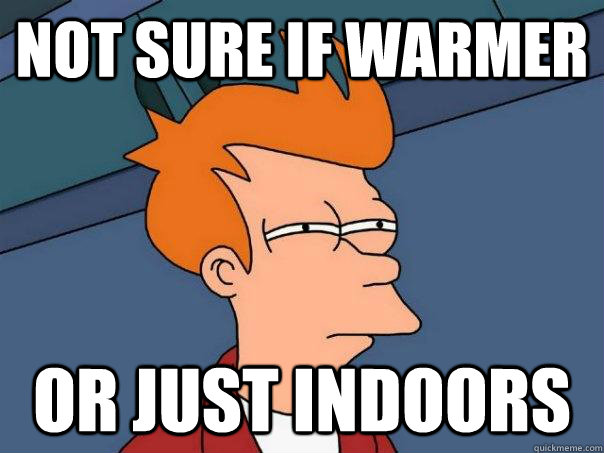 Not sure if warmer or just indoors  Futurama Fry