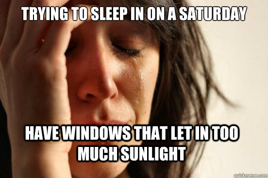 Trying to sleep in on a saturday have windows that let in too much sunlight - Trying to sleep in on a saturday have windows that let in too much sunlight  FirstWorldProblems