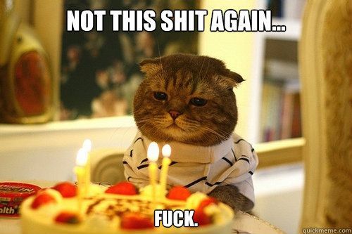 Not this shit again... fuck. - Not this shit again... fuck.  Dissapointed Birthday Cat