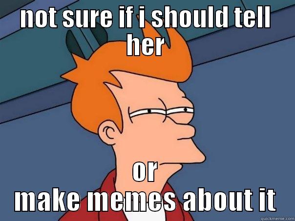 NOT SURE IF I SHOULD TELL HER OR MAKE MEMES ABOUT IT Futurama Fry