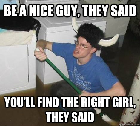 Be a nice guy, they said You'll find the right girl, they said  They said