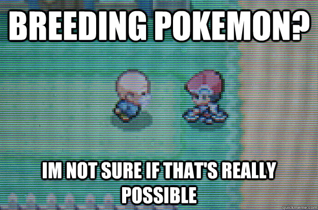 breeding pokemon? im not sure if that's really possible - breeding pokemon? im not sure if that's really possible  Sexually Oblivious Daycare man