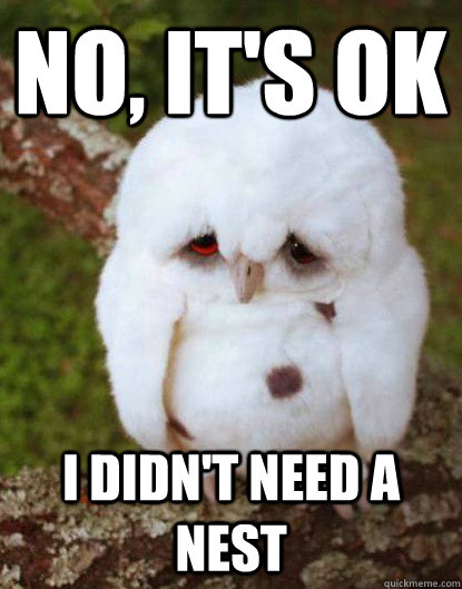 No, it's ok i didn't need a nest  Depressed Owl