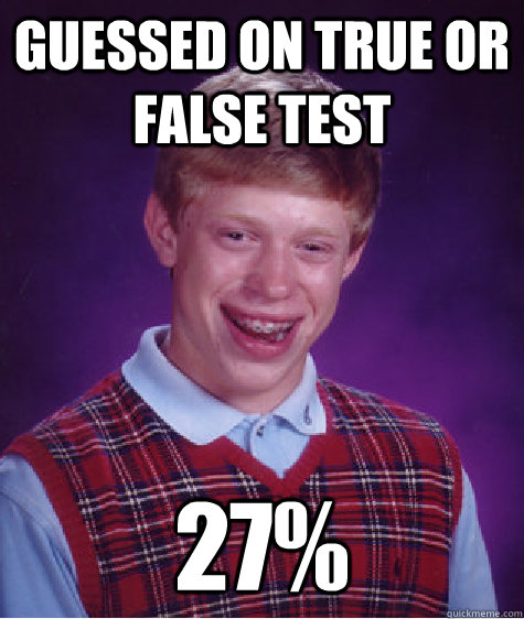 guessed on true or false test 27% - guessed on true or false test 27%  Misc