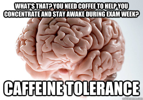 What's that? You need coffee to help you concentrate and stay awake during exam week? Caffeine tolerance   Scumbag Brain