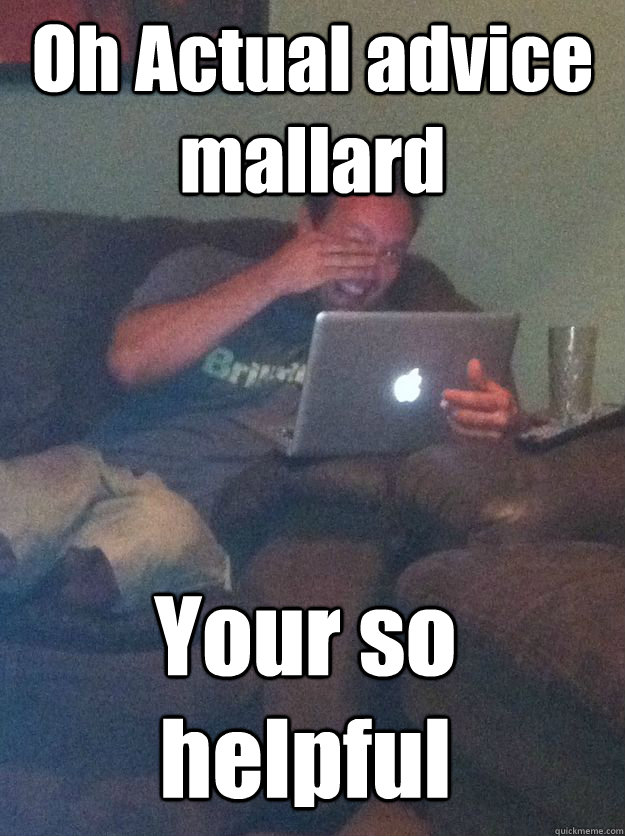 Oh Actual advice mallard Your so helpful - Oh Actual advice mallard Your so helpful  MEME DAD