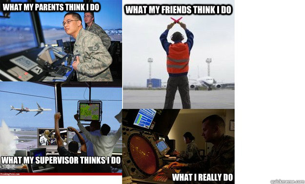 what my parents think i do what my friends think i do what my supervisor thinks i do what I really do  Air traffic control