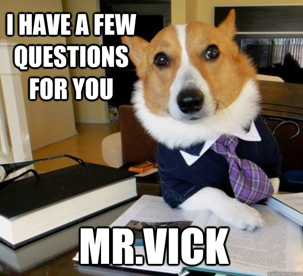 I have a few questions for you mr.vick  Lawyer Dog