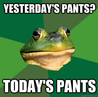 Yesterday's pants? Today's Pants  Foul Bachelor Frog
