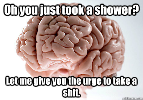 Oh you just took a shower? Let me give you the urge to take a shit. - Oh you just took a shower? Let me give you the urge to take a shit.  Scumbag Brain