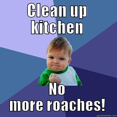 CLEAN UP KITCHEN NO MORE ROACHES! Success Kid