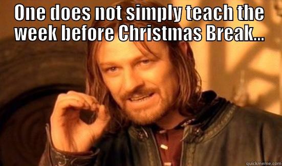 ONE DOES NOT SIMPLY TEACH THE WEEK BEFORE CHRISTMAS BREAK...  Boromir