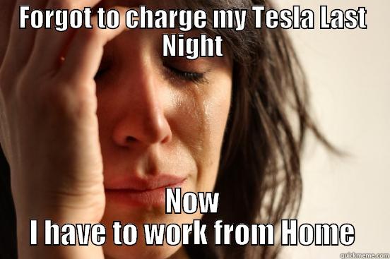 FORGOT TO CHARGE MY TESLA LAST NIGHT NOW I HAVE TO WORK FROM HOME First World Problems