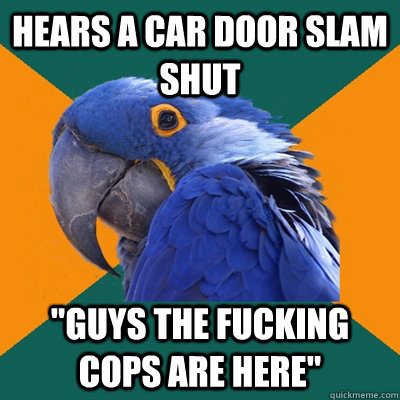 Hears a car door slam shut 