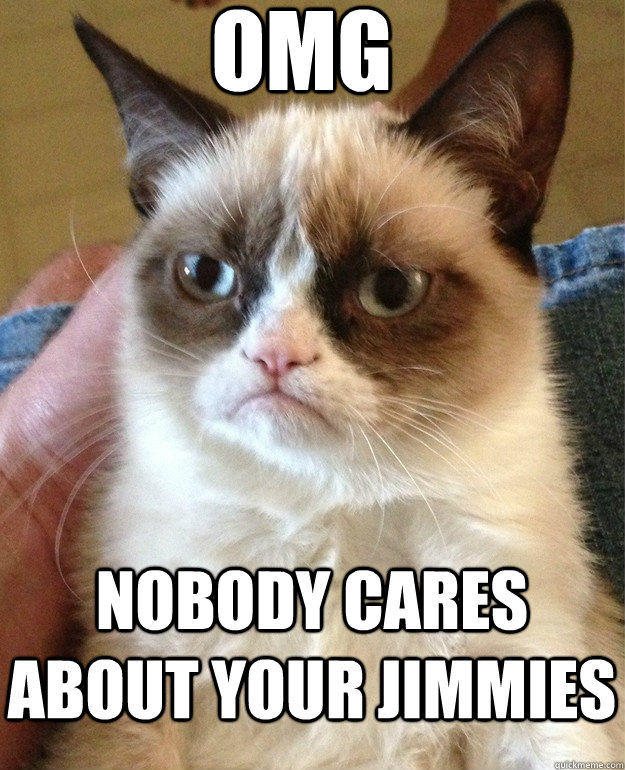 OMG Nobody cares about your jimmies  Grumpy Cat