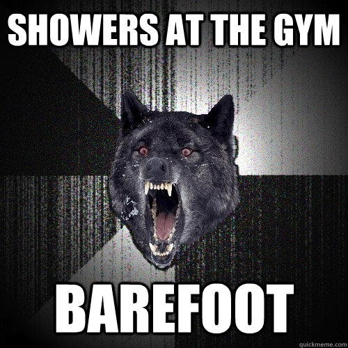 Showers at the gym Barefoot  Insanity Wolf